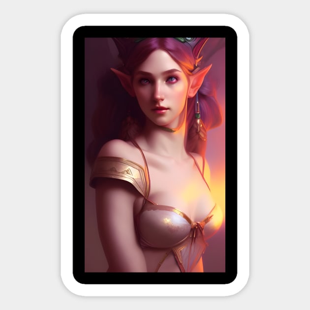 Beautiful Fantasy Elf Warrior Sticker by PrancingPeekees